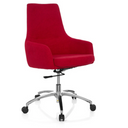 Silla Home Office SHAKE 100 con tapizado de tela roja y base de estrella de metal pulido de hjh OFFICE