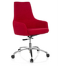 Silla Home Office SHAKE 100 con tapizado de tela roja y base de estrella de metal pulido de hjh OFFICE