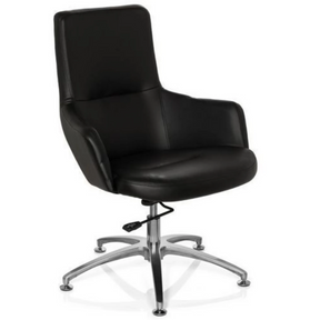 Sillón de diseño SHAKE 300 negro con tapicería de cuero sintético y base en estrella brillante de hjh OFFICE