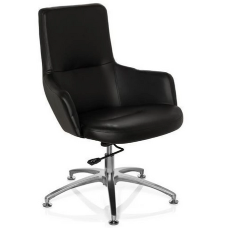 Sillón de diseño SHAKE 300 negro con tapicería de cuero sintético y base en estrella brillante de hjh OFFICE