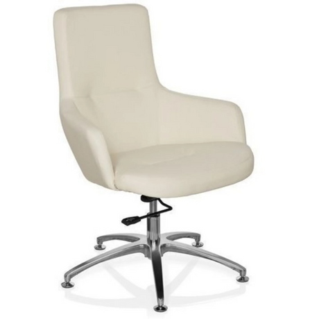 Sillón de diseño SHAKE 300 en color blanco crema con base metálica brillante y ruedas de hjh OFFICE