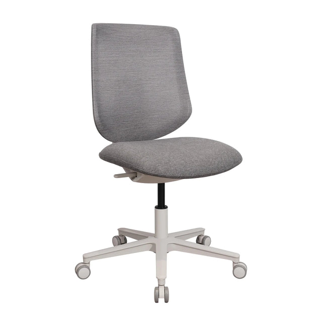Silla Home Office Sitflex Lady con tapizado de tela gris y base blanca con ruedas de hjh OFFICE