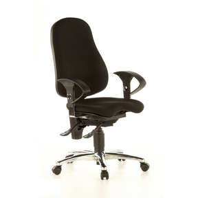 Silla de oficina profesional SITNESS 10 negra con reposabrazos y base pulida de Topstar