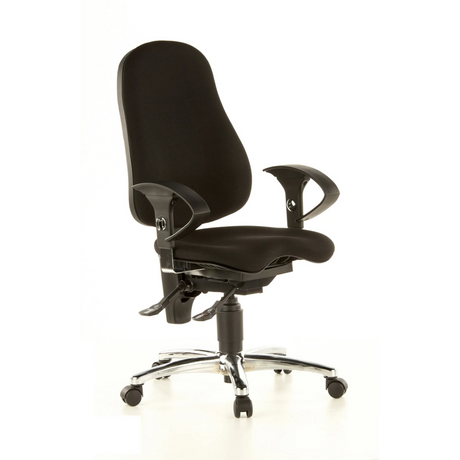 Silla de oficina profesional SITNESS 10 negra con reposabrazos y base pulida de Topstar