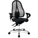 Silla de oficina profesional SITNESS 15 U2 en negro con respaldo de malla y base brillante de Topstar
