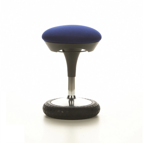 Asiento de pie azul SITNESS 20 con asiento redondo y acolchado y anillo para los pies negro de Topstar