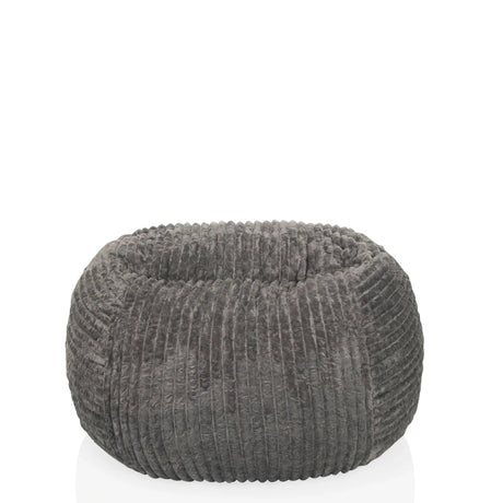 Puf Sitzolo R gris con estructura de tela acanalada de hjh LIVING