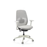 Silla de oficina profesional Skandis en blanco-gris con respaldo de malla y base con ruedas de hjh OFFICE
