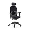 Silla de oficina profesional Skandis Pro en negro con reposacabezas y respaldo de malla de hjh OFFICE