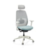 Silla de oficina profesional Skandis Pro con asiento verde menta, respaldo de malla gris y reposacabezas de hjh OFFICE