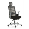 Silla alta gama SKARIF en negro y gris con respaldo de malla y reposacabezas de hjh OFFICE