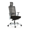 Silla alta gama SKARIF en blanco, gris y negro con respaldo de malla y reposacabezas de hjh OFFICE