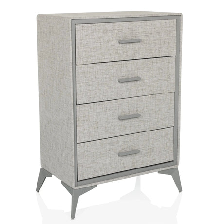 Cómoda gris SKUFFY con cuatro cajones y patas inclinadas de hjh LIVING