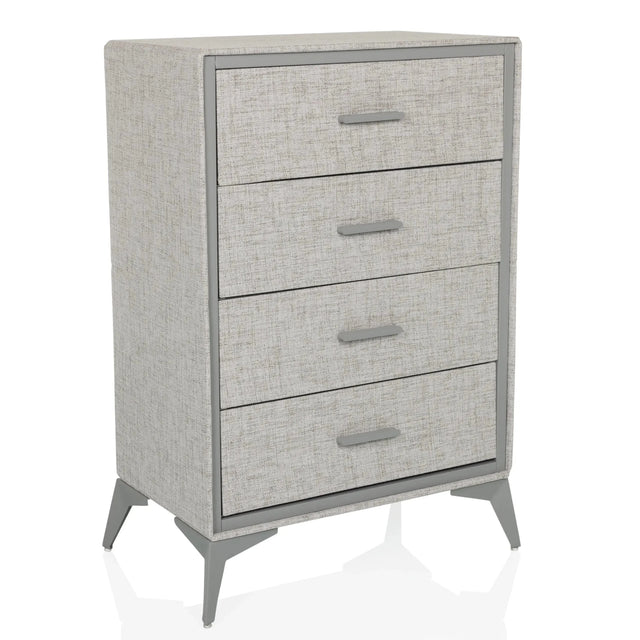 Cómoda gris SKUFFY con cuatro cajones y patas inclinadas de hjh LIVING
