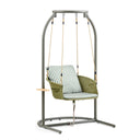 Silla colgante verde Skylo con cojín a rayas y estructura gris de hjh LIVING