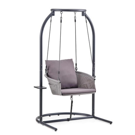 Silla colgante Skylo en color gris oscuro con estructura y cojín de hjh LIVING
