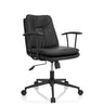 Silla Home Office SMALLO negra con tapizado de cuero sintético y reposabrazos de hjh OFFICE