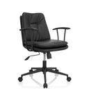 Silla Home Office SMALLO negra con tapizado de cuero sintético y reposabrazos de hjh OFFICE