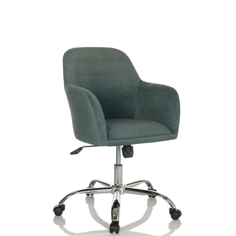 Silla Home Office SOLAO 300 con tapicería de tela verde y base brillante de hjh OFFICE