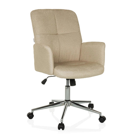 Silla Home Office SOLAO 400 con tapizado de tela beige y base en estrella brillante con ruedas de hjh OFFICE
