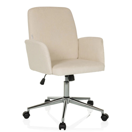 Silla Home Office SOLAO CORD con funda de pana beige y base de estrella brillante de hjh OFFICE