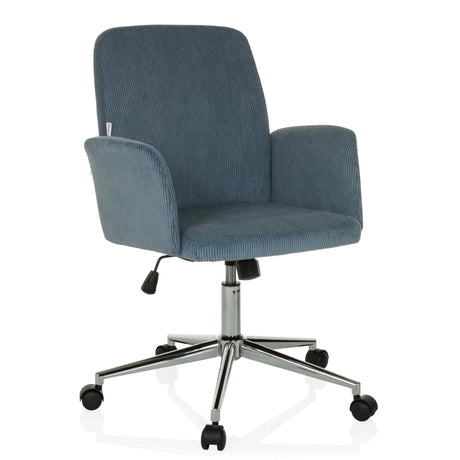 Silla Home Office SOLAO CORD con tapicería de pana azul grisácea y base de estrella brillante de hjh OFFICE