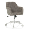 Silla Home Office SOLAO HOME con tapizado de tela gris y base blanca con ruedas de hjh LIVING