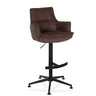 taburete de bar marrón SOLAO LIFE HIGH con casco acolchado y base de estrella negra de hjh LIVING