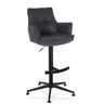Taburete de bar SOLAO LIFE HIGH color antracita con tapizado, reposabrazos y base negra de hjh LIVING