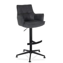 Taburete de bar SOLAO LIFE HIGH color antracita con tapizado, reposabrazos y base negra de hjh LIVING