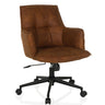 Silla Home Office SOLAO LIFE con tapizado de cuero marrón y base con ruedas negra de hjh LIVING