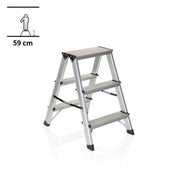 Escalera plegable de aluminio SOLID con tres peldaños y una altura de 59 cm de hjh OFFICE