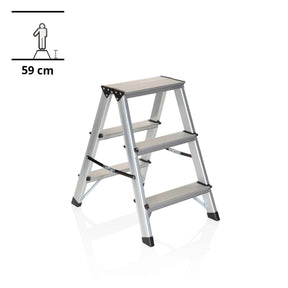 Escalera plegable de aluminio SOLID con tres peldaños y una altura de 59 cm de hjh OFFICE