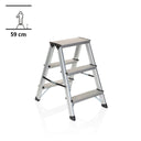 Escalera plegable de aluminio SOLID con tres peldaños y una altura de 59 cm de hjh OFFICE