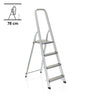 Escalera plegable SOLID II de aluminio plateada con cuatro peldaños y pasamanos de hjh OFFICE