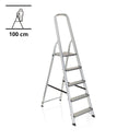 Escalera plegable de aluminio SOLID III con cinco peldaños y barra de seguridad de hjh OFFICE