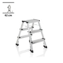 Escalera plegable de aluminio SOLID IV con tres peldaños y pies negros de hjh OFFICE