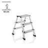 Escalera plegable de aluminio SOLID IV con tres peldaños y pies negros de hjh OFFICE