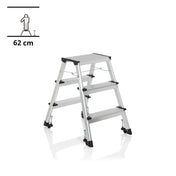 Escalera plegable de aluminio SOLID IV con tres peldaños y pies negros de hjh OFFICE