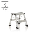 Escalera plegable de dos peldaños SOLID VI de aluminio plateado con patas de goma negras de hjh OFFICE