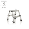 Escalera plegable de dos peldaños SOLID VI de aluminio plateado con patas de goma negras de hjh OFFICE