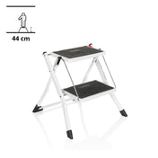 Escalera plegable SOLID W1 blanca con dos peldaños negros y una altura de 44 cm de hjh OFFICE