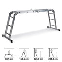 Escalera plegable de aluminio SOLID W3 con doce peldaños en varias posiciones de hjh OFFICE