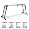 Escalera plegable de aluminio SOLID W3 con doce peldaños en varias posiciones de hjh OFFICE