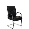 Silla de viga voladiza SOVRANO V negra con tapizado de cuero sintético y estructura de metal cromado de hjh OFFICE