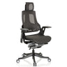 Silla de oficina profesional SPEKTRE BLACK con malla en color gris y negro y reposacabezas de hjh OFFICE