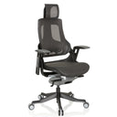 Silla de oficina profesional SPEKTRE BLACK con malla en color gris y negro y reposacabezas de hjh OFFICE