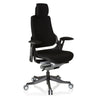Silla de oficina profesional SPEKTRE BLACK negra con tapizado de tela, reposacabezas y reposabrazos de hjh OFFICE
