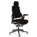 Silla de oficina profesional SPEKTRE BLACK negra con tapizado de tela, reposacabezas y reposabrazos de hjh OFFICE