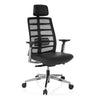 Silla alta gama SPINIO ELITE L con malla negra y asiento de cuero de hjh OFFICE